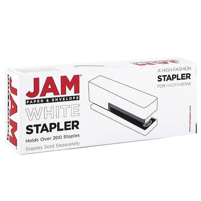 JAM PaperOffice & Desk Sets, (1) Tape Dispenser (1) Stapler (1) Pack of Staples, 20 Sheet Capacity, White and Black (33758WHbk)