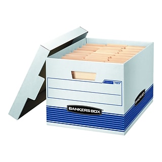 Bankers Box® Stor/File Medium-Duty FastFold File Storage Boxes, Lift-Off Lid, Letter/Legal Size, Whi