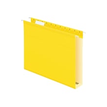 Pendaflex Hanging File Folders, 2 Expansion, Letter Size, Yellow, 25/Box (PFX 04152x2 YEL)