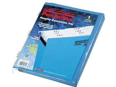 Pendaflex SureHook Expanding File, 5.25 Expansion, A-Z Index, Letter Size, 9-Pocket, Blue (PFX 5922