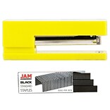 JAM Paper® Office & Desk Sets, (1) Stapler (1) Pack of Staples, Yellow and Black, 2/pack