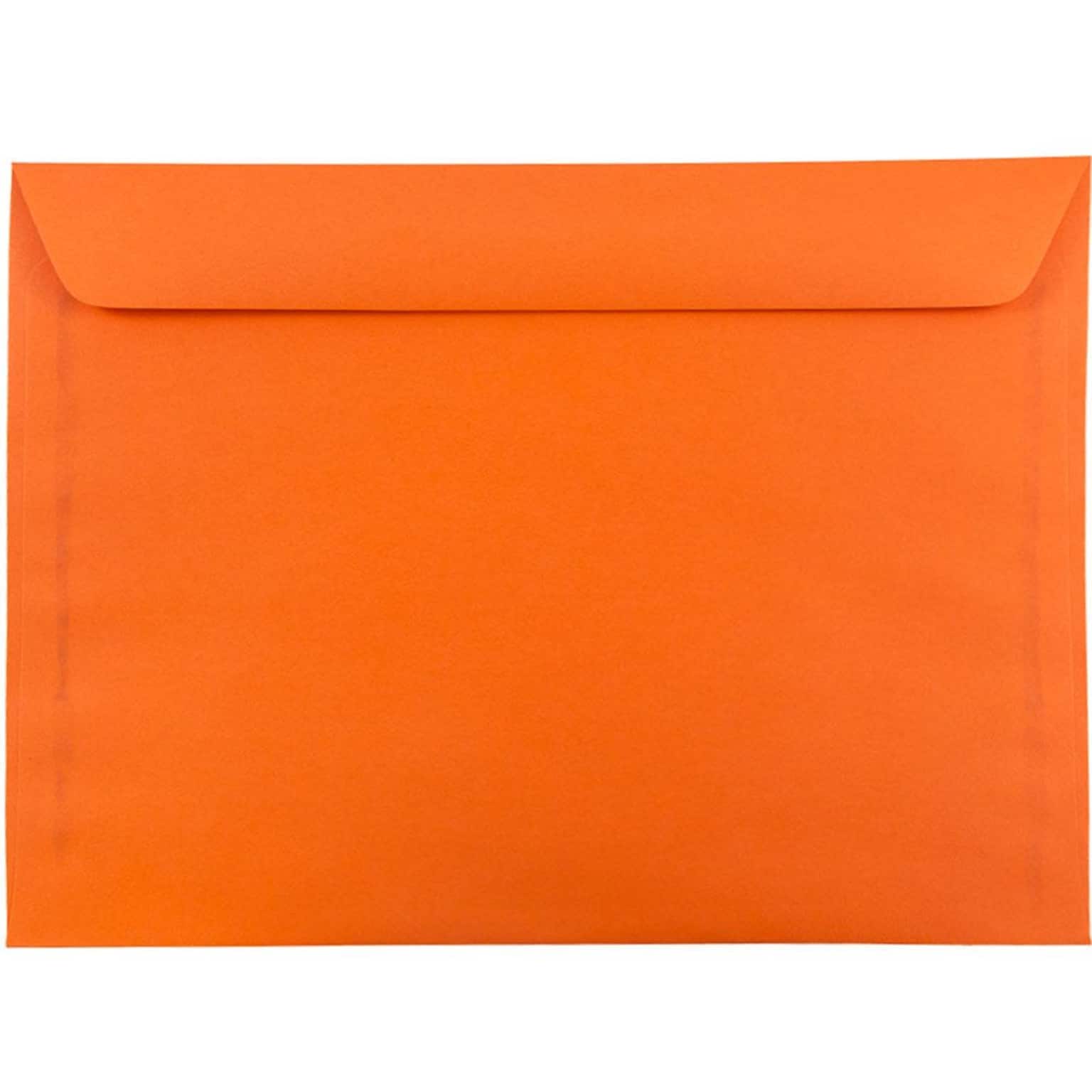 JAM Paper 9 x 12 Booklet Colored Envelopes, Orange Recycled, 100/Pack (5156772c)