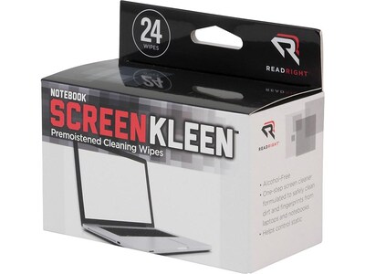 Read Right ScreenKleen Laptop Screen Cleaning Wipes, 24/Box (RR1217)