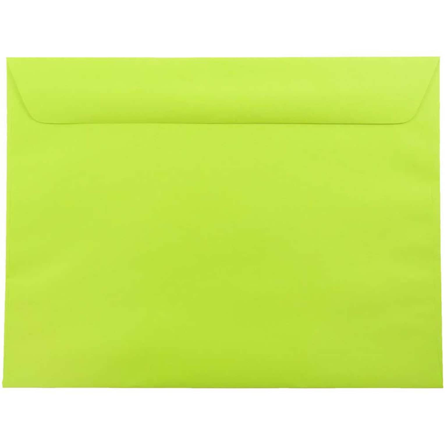 JAM Paper 9 x 12 Booklet Colored Envelopes, Ultra Lime Green, 50/Pack (5156771i)