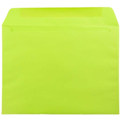 JAM Paper 9 x 12 Booklet Colored Envelopes, Ultra Lime Green, 100/Pack (5156771c)