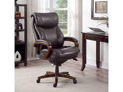 La-Z-Boy Trafford Faux Leather Executive Big & Tall Chair, 400 lb. Capacity, Vino Brown (45782OSS)