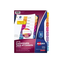 Avery Ready Index Table of Contents Paper Dividers, 1-8 Tabs, Multicolor (11133)