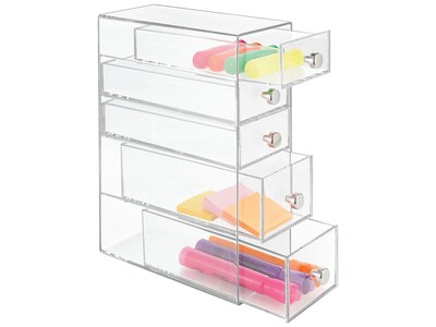 InterDesign Clarity 5 Drawers Desktop Storage, Clear (39560)