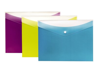 Pendaflex Dual-Pocket Snap Envelopes, Letter Size, Assorted Colors, 3/Pack (PFX 95569)