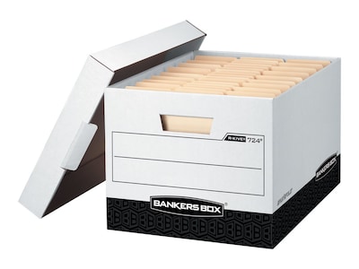 Bankers Box R-Kive® Heavy-Duty FastFold File Storage Boxes, Lift-Off Lid, Letter/Legal Size, White/B