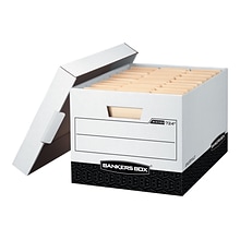 Bankers Box R-Kive® Heavy-Duty FastFold File Storage Boxes, Lift-Off Lid, Letter/Legal Size, White/B