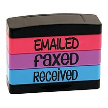 Stack Stamp Set, EMAILED, FAXED, RECEIVED, Assorted Ink (8800)