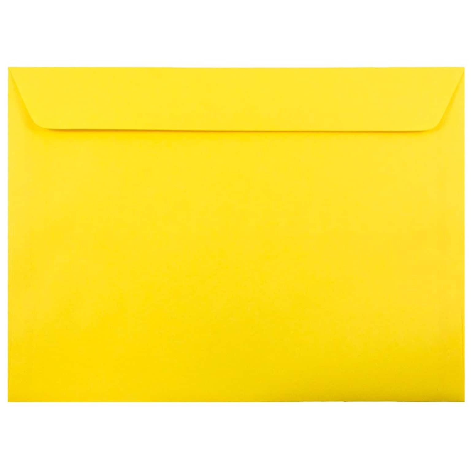 JAM Paper 9 x 12 Booklet Colored Envelopes, Yellow Recycled, Bulk 500/Box (5156775d)