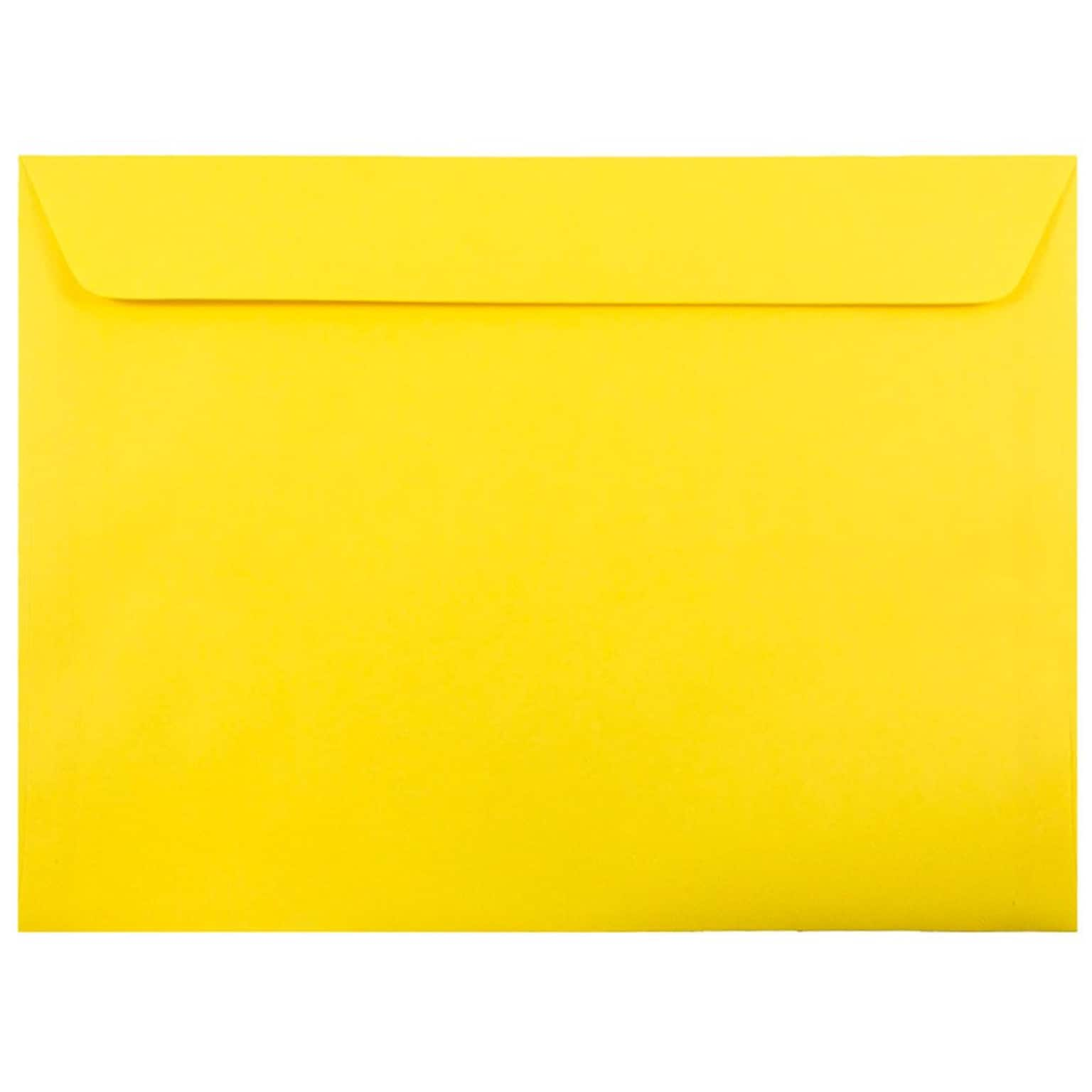 JAM Paper 9 x 12 Booklet Colored Envelopes, Yellow Recycled, 100/Pack (5156775c)