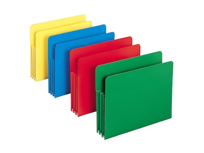 Smead Heavy Duty Poly File Pockets, 3-1/2 Expansion, Letter Size, Assorted Colors, 4/Box (73500)