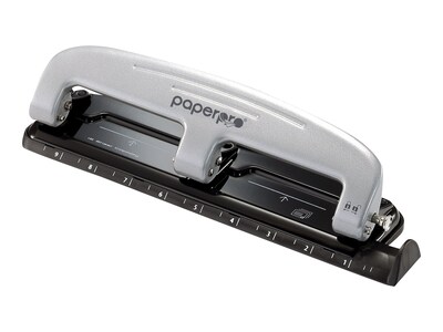 Bostitch EZ Squeeze™ Three-Hole Punch, 12 Sheet Capacity, Silver/Black (2101)