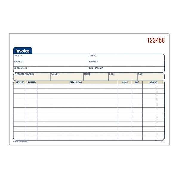Adams 3-Part Carbonless Invoices, 8.44W x 5.56L, 50 Sets/Book (TC5840)