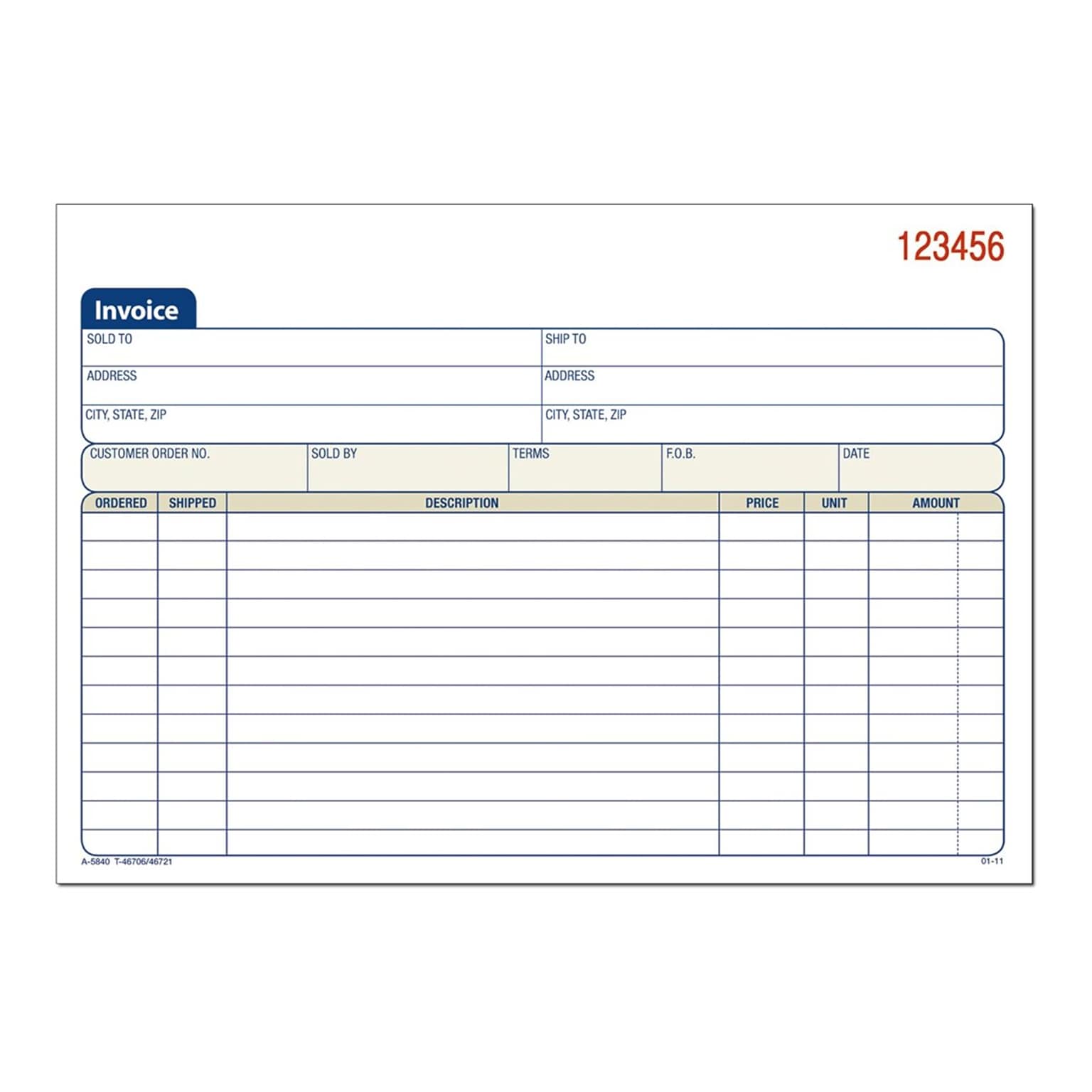 Adams 3-Part Carbonless Invoices, 8.44W x 5.56L, 50 Sets/Book (TC5840)