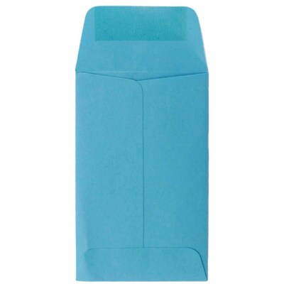 JAM Paper #3 Coin Business Colored Envelopes, 2.5 x 4.25, Blue Recycled, 50/Pack (356730539i)