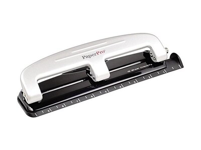 Bostitch EZ Squeeze™ Three-Hole Punch, 12 Sheet Capacity, Silver/Black (2101)