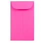 JAM Paper #3 Coin Business Colored Envelopes, 2.5 x 4.25, Ultra Fuchsia Pink, 50/Pack (356730535i)