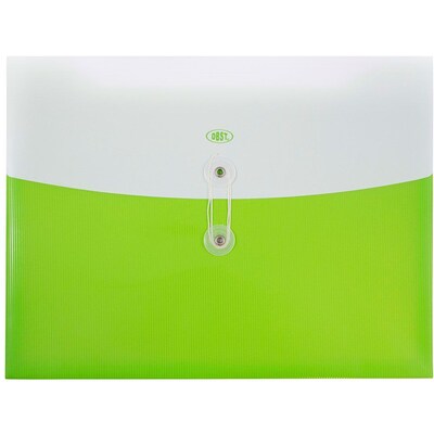 JAM Paper® Plastic Envelopes with Button and String Tie Closure, Letter Booklet, 9 3/4 x 13, Two Tone Lime Green, 12/pack