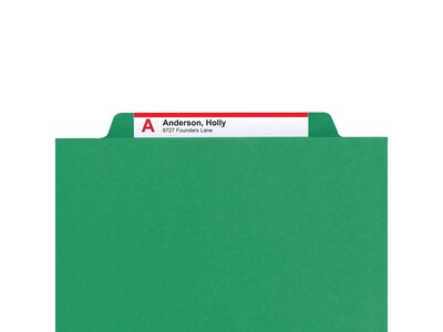 Smead Pressboard File Folders, 1/3-Cut Tab, 1" Expansion, Letter Size, Green, 25/Box (21546)