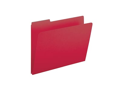 Smead Pressboard File Folders, 1/3-Cut Tab, 1" Expansion, Letter Size, Bright Red, 25/Box (21538)