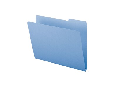 Smead Pressboard File Folders, 1/3-Cut Tab, 1" Expansion, Letter Size, Blue, 25/Box (21530)