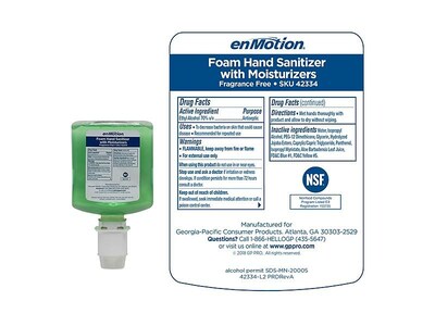 Commercial Dispensing enMotion Gen2 1000 mL. Foaming Hand Sanitizer Refill for enMotion Dispenser, 2/Carton (42334)