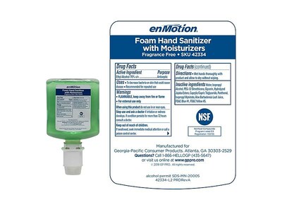 enmotion Gen2 Foaming Hand Sanitizer Refill for enMotion, 1000 mL., 2/Carton (42334)