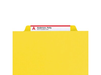 Smead Pressboard File Folders, 1/3-Cut Tab, 1" Expansion, Letter Size, Yellow, 25/Box (21562)