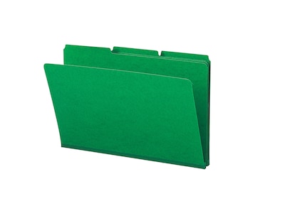 Smead Pressboard File Folders, 1/3-Cut Tab, 1 Expansion, Legal Size, Green, 25/Box (22546)