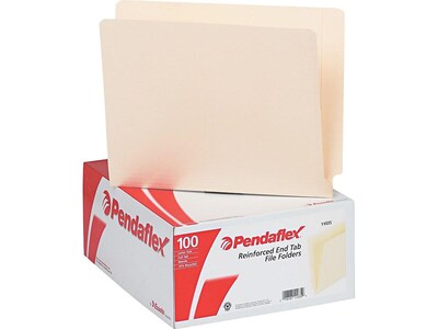 Pendaflex Reinforced End-Tab File Folders, Straight-Cut Tab, Letter Size, Manila, 100/Box (11035)