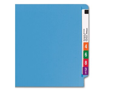 Smead End-Tab File Folders, Shelf-Master Reinforced Straight-Cut Tab, Letter Size, Blue, 100/Box (25