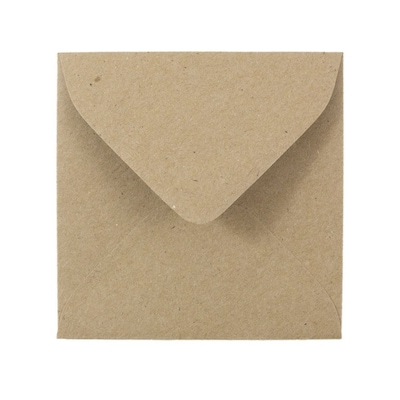 JAM Paper 3.125 x 3.125 Square Recycled Invitation Envelopes, Brown Kraft Paper Bag, 50/Pack (527976