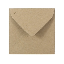 JAM Paper 3.125 x 3.125 Square Recycled Invitation Envelopes, Brown Kraft Paper Bag, 50/Pack (527976