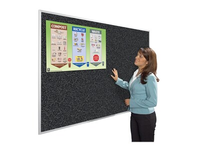 Balt Presidential Trim Rubber-Tak Bulletin Board, Silver Frame, 4' x 3' (321PC)