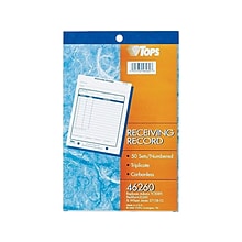 TOPS 3-Part Carbonless Receiving Records, 5.56W x 7.94L, 50 Sets/Book (46260)