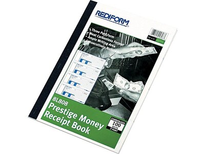 Rediform 3-Part Carbonless Receipts Pad, 7"L x 2.7"W, 100 Forms/Pad (8L808)