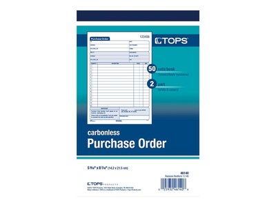 TOPS 2-Part Carbonless Purchase Requisitions, 7.94L x 5.56W, 50 Sets/Book (46140)