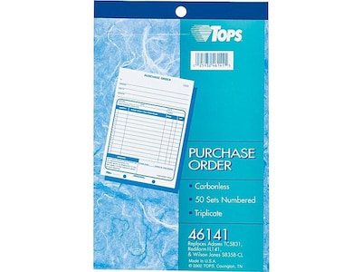 TOPS 3-Part Carbonless Purchase Requisitions, 5.56W x 7.94L, 50 Sets/Book (46141)