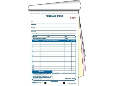 TOPS 3-Part Carbonless Purchase Requisitions, 5.56W x 7.94L, 50 Sets/Book (46141)