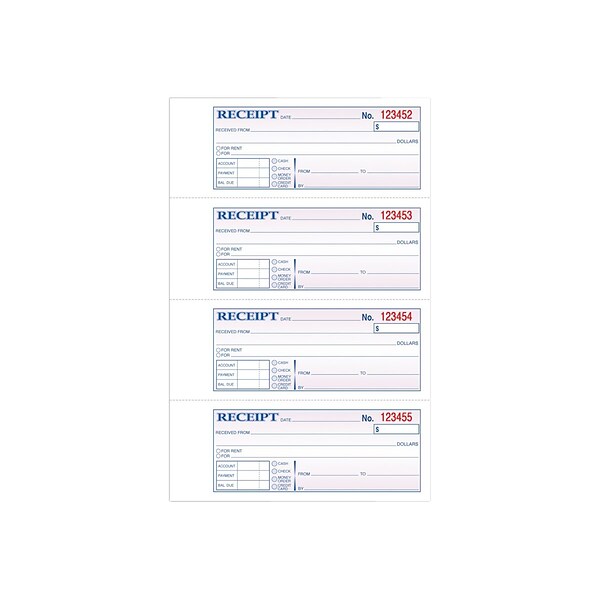 TOPS 2-Part Carbonless Receipts Book, 2.75L x 7.13W, 200 Forms/Book, Each (TOP 46806)