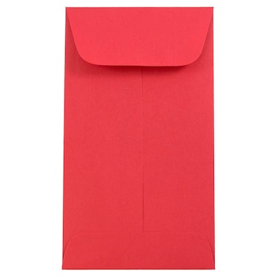 JAM Paper #6 Coin Business Colored Envelopes, 3.375 x 6, Red Recycled, 50/Pack (356730561i)