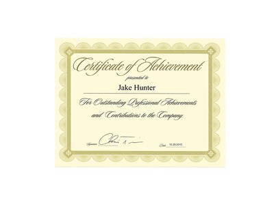 Southworth Premium Spiro Design Certificates, 8.5" x 11", Ivory/Gold, 15/Pack (CTP2V)