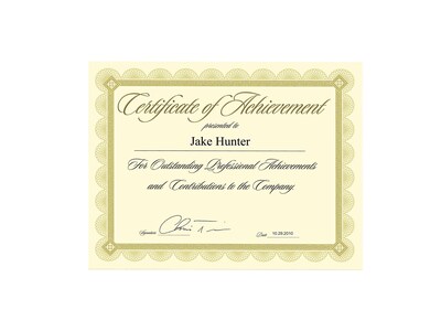 Southworth Premium Spiro Design Certificates, 8.5" x 11", Ivory/Gold, 15/Pack (CTP2V)