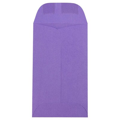 JAM Paper® #3 Coin Business Colored Envelopes, 2.5 x 4.25, Violet Purple Recycled, 50/Pack (35673054