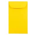 JAM Paper #3 Coin Business Colored Envelopes, 2.5 x 4.25, Yellow Recycled, 50/Pack (356730537i)