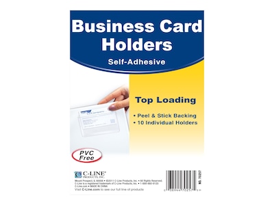 C-Line Self-Adhesive Business Card Holders, 2 x 3.5, Clear, 10/Pack (70257)